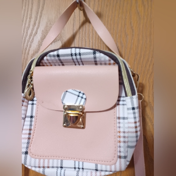 Small plaid PU leather 2-way purse - Picture 4 of 10